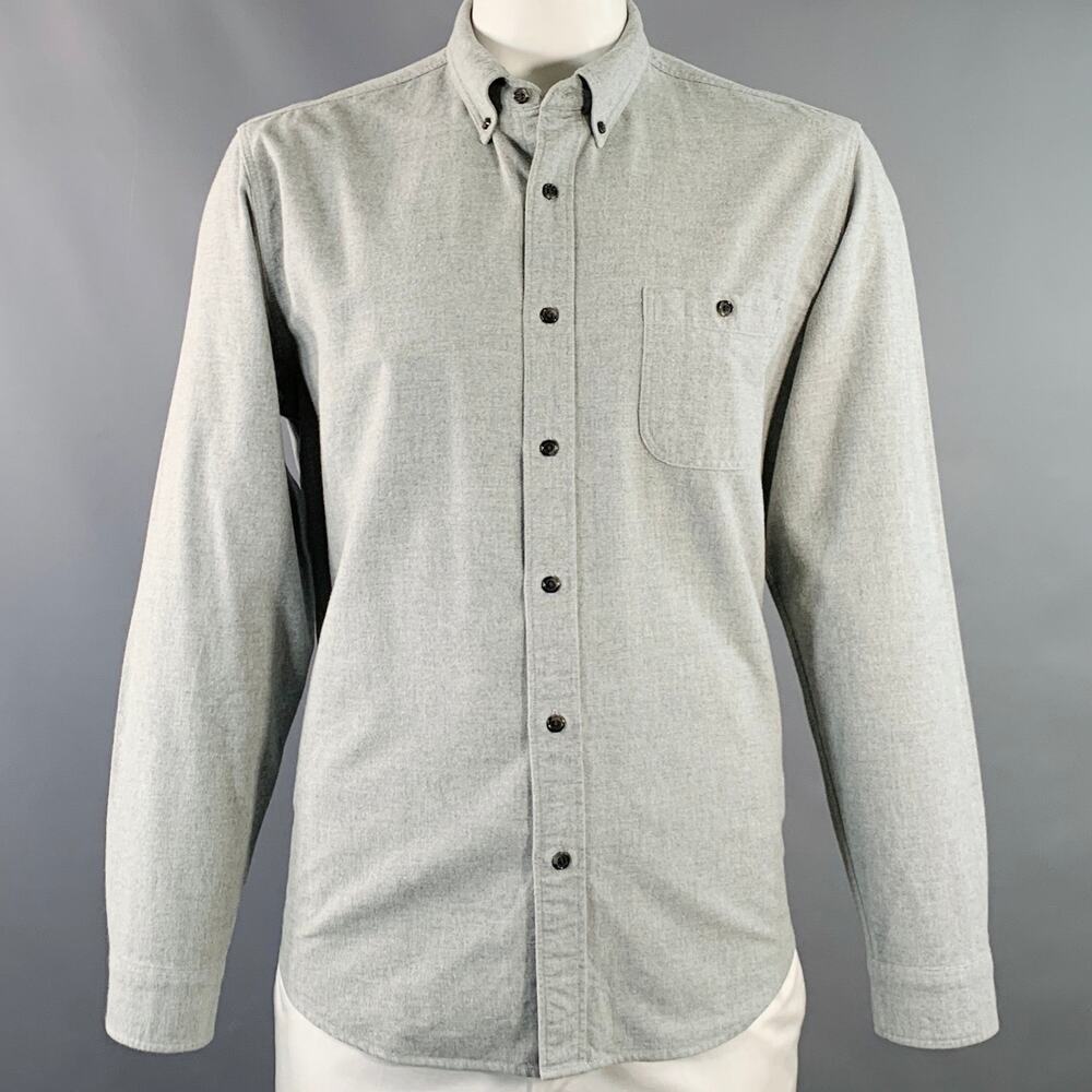 J CREW Size XL Light Grey Brown Cotton Button Down Long Sleeve Shirt